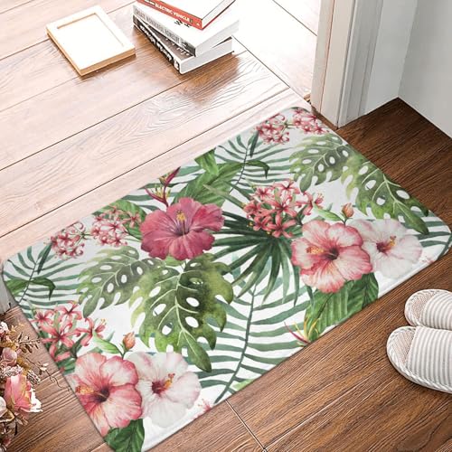 WKSGDSG Rutschfeste Flanell-Fußmatte, 60 x 40 cm, super saugfähig, tropische Blätter, rutschfeste dicke Willkommensmatte für Vorder- und Hintertür, Garage, Terrasse und Innenbereich WKSGDSG Rutschfeste Flanell-Fußmatte, 60 x 40 cm, super saugfähig, tropische Blätter, rutschfeste dicke Willkommensmatte für Vorder- und Hintertür, Garage, Terrasse und Innenbereich von WKSGDSG