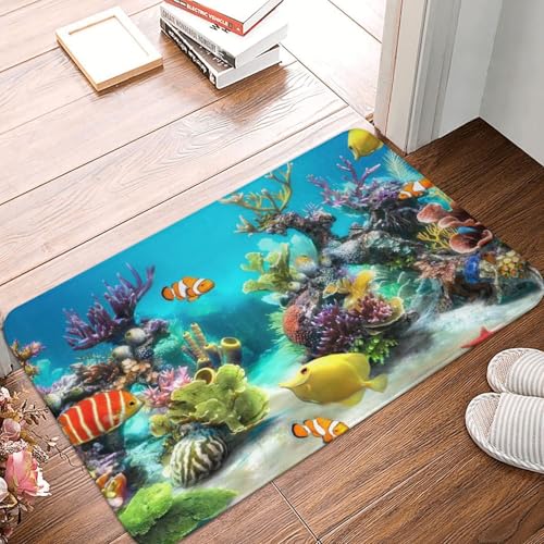 WKSGDSG Rutschfeste Flanell-Fußmatte, 60 x 40 cm, super saugfähig, tropische Fisch-Fußmatten, rutschfest, dick, Willkommensmatte für Vorder- und Hintertür, Garage, Terrasse und Innenbereich WKSGDSG Rutschfeste Flanell-Fußmatte, 60 x 40 cm, super saugfähig, tropische Fisch-Fußmatten, rutschfest, dick, Willkommensmatte für Vorder- und Hintertür, Garage, Terrasse und Innenbereich von WKSGDSG