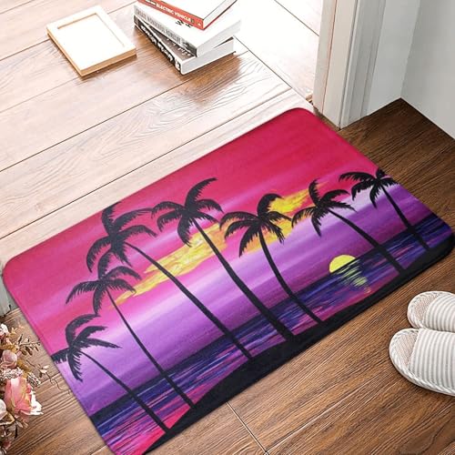 WKSGDSG Rutschfeste Flanell-Fußmatte, 60 x 40 cm, super saugfähig, tropische Palmen-Fußmatten, rutschfest, dick, Willkommensmatte für Vorder- und Hintertür, Garage, Terrasse und Innenbereich WKSGDSG Rutschfeste Flanell-Fußmatte, 60 x 40 cm, super saugfähig, tropische Palmen-Fußmatten, rutschfest, dick, Willkommensmatte für Vorder- und Hintertür, Garage, Terrasse und Innenbereich von WKSGDSG