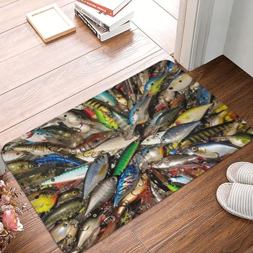 WKSGDSG Rutschfeste Flanell-Fußmatte, 60 x 40 cm, super saugfähiger Eingangsteppich, Angelköder-Fußmatten, rutschfeste, dicke Willkommensmatte für Vorder- und Hintertür, Garage, Terrasse und WKSGDSG Rutschfeste Flanell-Fußmatte, 60 x 40 cm, super saugfähiger Eingangsteppich, Angelköder-Fußmatten, rutschfeste, dicke Willkommensmatte für Vorder- und Hintertür, Garage, Terrasse und von WKSGDSG
