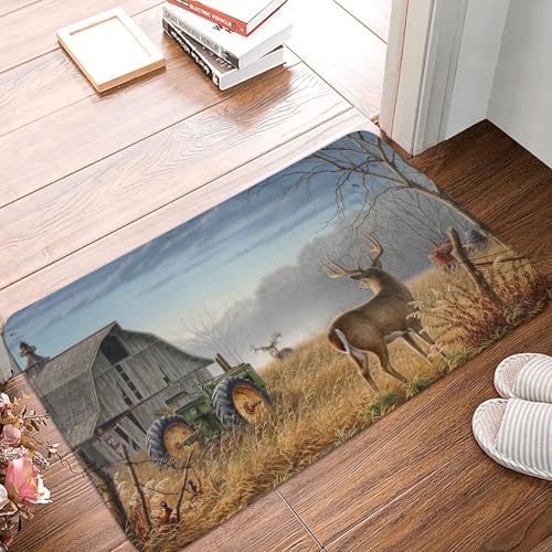 WKSGDSG Rutschfeste Flanell-Fußmatte, 60 x 40 cm, super saugfähiger Eingangsteppich, Bauernhof-Hirsch-Fußmatten, rutschfest, dick, Willkommensmatte für Vorder- und Hintertür, Garage, Terrasse und WKSGDSG Rutschfeste Flanell-Fußmatte, 60 x 40 cm, super saugfähiger Eingangsteppich, Bauernhof-Hirsch-Fußmatten, rutschfest, dick, Willkommensmatte für Vorder- und Hintertür, Garage, Terrasse und von WKSGDSG
