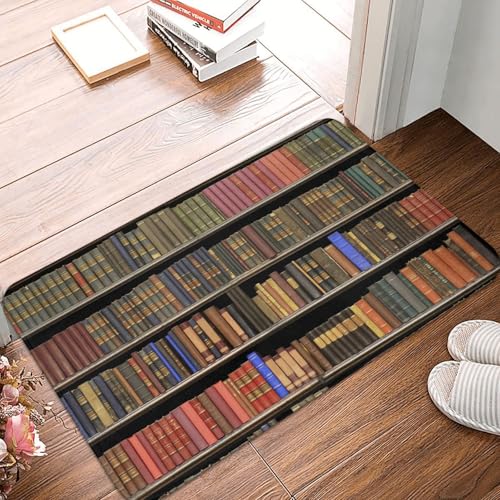 WKSGDSG Rutschfeste Flanell-Fußmatte, 60 x 40 cm, super saugfähiger Eingangsteppich, Bibliotheks-Bücherregal-Fußmatten, rutschfeste, dicke Willkommensmatte für Vorder- und Hintertür, Garage, Terrasse von WKSGDSG