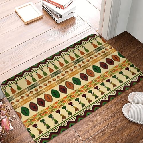 WKSGDSG Rutschfeste Flanell-Fußmatte, 60 x 40 cm, super saugfähiger Eingangsteppich, Bohemia-Stil, afrikanische Fußmatten, rutschfeste, dicke Willkommensmatte für Vorder- und Hintertür, Garage von WKSGDSG
