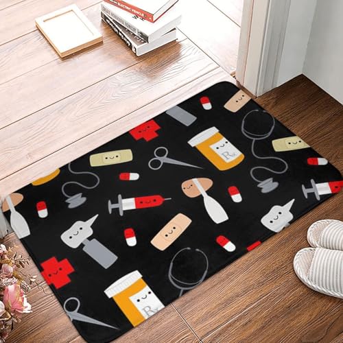 WKSGDSG Rutschfeste Flanell-Fußmatte, 60 x 40 cm, super saugfähiger Eingangsteppich, Cartoon-Medizin, rutschfeste dicke Willkommensmatte für Vorder- und Hintertür, Garage, Terrasse und Innenbereich WKSGDSG Rutschfeste Flanell-Fußmatte, 60 x 40 cm, super saugfähiger Eingangsteppich, Cartoon-Medizin, rutschfeste dicke Willkommensmatte für Vorder- und Hintertür, Garage, Terrasse und Innenbereich von WKSGDSG