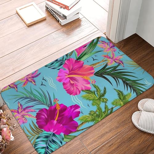 WKSGDSG Rutschfeste Flanell-Fußmatte, 60 x 40 cm, super saugfähiger Eingangsteppich, Hello Hawaii-Fußmatten, rutschfest, dick, Willkommensmatte für Vorder- und Hintertür, Garage, Terrasse und WKSGDSG Rutschfeste Flanell-Fußmatte, 60 x 40 cm, super saugfähiger Eingangsteppich, Hello Hawaii-Fußmatten, rutschfest, dick, Willkommensmatte für Vorder- und Hintertür, Garage, Terrasse und von WKSGDSG