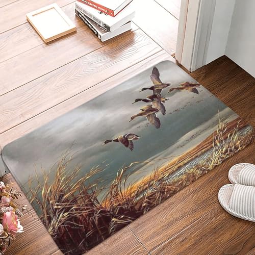 WKSGDSG Rutschfeste Flanell-Fußmatte, 60 x 40 cm, super saugfähiger Eingangsteppich, Jagd, fliegende Wildenten, rutschfeste dicke Willkommensmatte für Vorder- und Hintertür, Garage, Terrasse und WKSGDSG Rutschfeste Flanell-Fußmatte, 60 x 40 cm, super saugfähiger Eingangsteppich, Jagd, fliegende Wildenten, rutschfeste dicke Willkommensmatte für Vorder- und Hintertür, Garage, Terrasse und von WKSGDSG