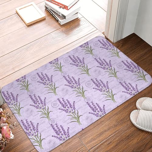 WKSGDSG Rutschfeste Flanell-Fußmatte, 60 x 40 cm, super saugfähiger Eingangsteppich, Lavendel-Stempel-Fußmatten, rutschfest, dick, Willkommensmatte für Vorder- und Hintertür, Garage, Terrasse und WKSGDSG Rutschfeste Flanell-Fußmatte, 60 x 40 cm, super saugfähiger Eingangsteppich, Lavendel-Stempel-Fußmatten, rutschfest, dick, Willkommensmatte für Vorder- und Hintertür, Garage, Terrasse und von WKSGDSG