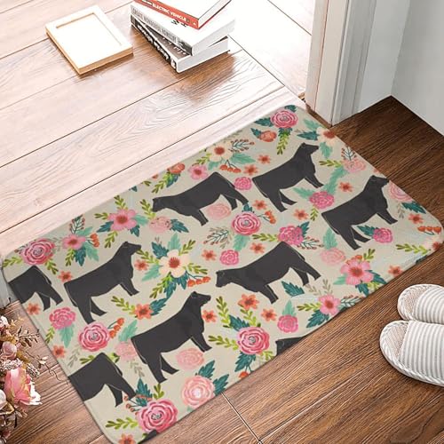 WKSGDSG Rutschfeste Flanell-Fußmatte, 60 x 40 cm, super saugfähiger Eingangsteppich, Motiv: Blumenkühe, rutschfest, dick, Willkommensmatte für Vorder- und Hintertür, Garage, Terrasse und Innenbereich WKSGDSG Rutschfeste Flanell-Fußmatte, 60 x 40 cm, super saugfähiger Eingangsteppich, Motiv: Blumenkühe, rutschfest, dick, Willkommensmatte für Vorder- und Hintertür, Garage, Terrasse und Innenbereich von WKSGDSG