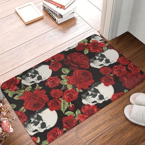 WKSGDSG Rutschfeste Flanell-Fußmatte, 60 x 40 cm, super saugfähiger Eingangsteppich, Motiv: Rosenkopf, rutschfeste dicke Willkommensmatte für Vorder- und Hintertür, Garage, Terrasse und Innenbereich WKSGDSG Rutschfeste Flanell-Fußmatte, 60 x 40 cm, super saugfähiger Eingangsteppich, Motiv: Rosenkopf, rutschfeste dicke Willkommensmatte für Vorder- und Hintertür, Garage, Terrasse und Innenbereich von WKSGDSG