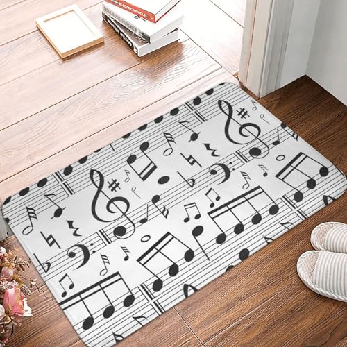 WKSGDSG Rutschfeste Flanell-Fußmatte, 60 x 40 cm, super saugfähiger Eingangsteppich, Musiknoten-Fußmatten, rutschfest, dick, Willkommensmatte für Vorder- und Hintertür, Garage, Terrasse und WKSGDSG Rutschfeste Flanell-Fußmatte, 60 x 40 cm, super saugfähiger Eingangsteppich, Musiknoten-Fußmatten, rutschfest, dick, Willkommensmatte für Vorder- und Hintertür, Garage, Terrasse und von WKSGDSG