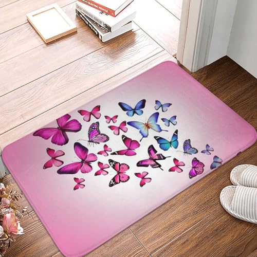 WKSGDSG Rutschfeste Flanell-Fußmatte, 60 x 40 cm, super saugfähiger Eingangsteppich, Schmetterlinge, rutschfeste dicke Willkommensmatte für Vorder- und Hintertür, Garage, Terrasse und Innenbereich WKSGDSG Rutschfeste Flanell-Fußmatte, 60 x 40 cm, super saugfähiger Eingangsteppich, Schmetterlinge, rutschfeste dicke Willkommensmatte für Vorder- und Hintertür, Garage, Terrasse und Innenbereich von WKSGDSG