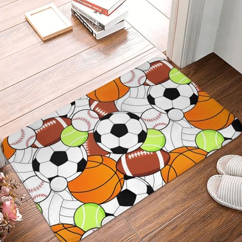 WKSGDSG Rutschfeste Flanell-Fußmatte, 60 x 40 cm, super saugfähiger Eingangsteppich, Sportball-Fußmatten, rutschfest, dick, Willkommensmatte für Vorder- und Hintertür, Garage, Terrasse und WKSGDSG Rutschfeste Flanell-Fußmatte, 60 x 40 cm, super saugfähiger Eingangsteppich, Sportball-Fußmatten, rutschfest, dick, Willkommensmatte für Vorder- und Hintertür, Garage, Terrasse und von WKSGDSG