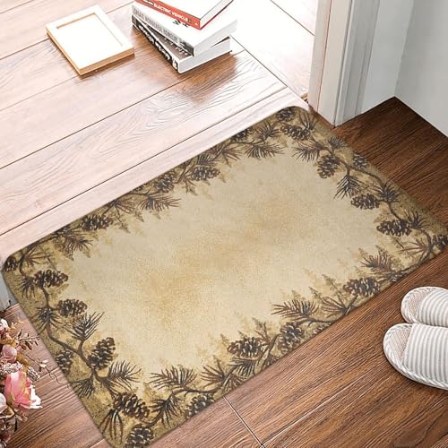 WKSGDSG Rutschfeste Flanell-Fußmatte, 60 x 40 cm, super saugfähiger Eingangsteppich, Tannenzapfen-Bordüre, rutschfeste dicke Willkommensmatte für Vorder- und Hintertür, Garage, Terrasse und WKSGDSG Rutschfeste Flanell-Fußmatte, 60 x 40 cm, super saugfähiger Eingangsteppich, Tannenzapfen-Bordüre, rutschfeste dicke Willkommensmatte für Vorder- und Hintertür, Garage, Terrasse und von WKSGDSG