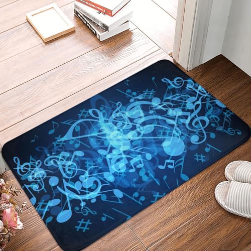WKSGDSG Rutschfeste Flanell-Fußmatte, 60 x 40 cm, super saugfähiger Eingangsteppich, blaue Musiknoten-Fußmatten, rutschfeste, dicke Willkommensmatte für Vorder- und Hintertür, Garage, Terrasse und WKSGDSG Rutschfeste Flanell-Fußmatte, 60 x 40 cm, super saugfähiger Eingangsteppich, blaue Musiknoten-Fußmatten, rutschfeste, dicke Willkommensmatte für Vorder- und Hintertür, Garage, Terrasse und von WKSGDSG
