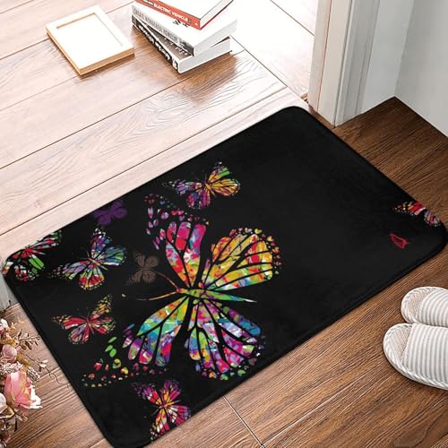 WKSGDSG Rutschfeste Flanell-Fußmatte, 60 x 40 cm, super saugfähiger Eingangsteppich, bunte Schmetterling-Fußmatten, rutschfest, dick, Willkommensmatte für Vorder- und Hintertür, Garage, Terrasse und WKSGDSG Rutschfeste Flanell-Fußmatte, 60 x 40 cm, super saugfähiger Eingangsteppich, bunte Schmetterling-Fußmatten, rutschfest, dick, Willkommensmatte für Vorder- und Hintertür, Garage, Terrasse und von WKSGDSG