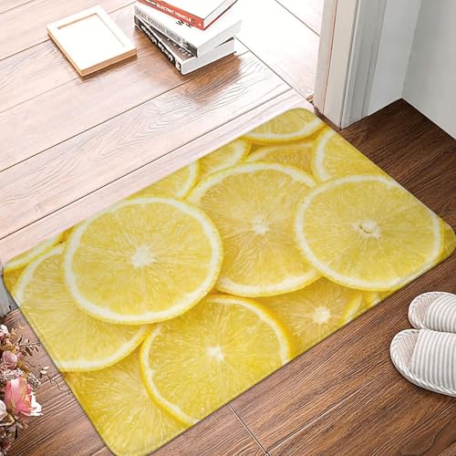 WKSGDSG Rutschfeste Flanell-Fußmatte, 60 x 40 cm, super saugfähiger Eingangsteppich, gelbe Zitronen-Fußmatten, rutschfeste, dicke Willkommensmatte für Vorder- und Hintertür, Garage, Terrasse und WKSGDSG Rutschfeste Flanell-Fußmatte, 60 x 40 cm, super saugfähiger Eingangsteppich, gelbe Zitronen-Fußmatten, rutschfeste, dicke Willkommensmatte für Vorder- und Hintertür, Garage, Terrasse und von WKSGDSG