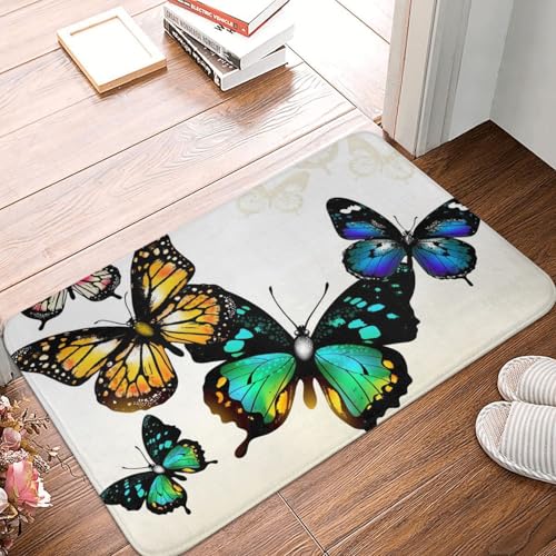 WKSGDSG Rutschfeste Flanell-Fußmatte, 60 x 40 cm, super saugfähiger Eingangsteppich, grün-gelbe Schmetterling-Fußmatten, rutschfest, dick, Willkommensmatte für Vorder- und Hintertür, Garage, Terrasse WKSGDSG Rutschfeste Flanell-Fußmatte, 60 x 40 cm, super saugfähiger Eingangsteppich, grün-gelbe Schmetterling-Fußmatten, rutschfest, dick, Willkommensmatte für Vorder- und Hintertür, Garage, Terrasse von WKSGDSG
