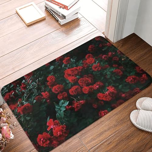 WKSGDSG Rutschfeste Flanell-Fußmatte, 60 x 40 cm, super saugfähiger Eingangsteppich, rote und schwarze Rose, rutschfeste dicke Willkommensmatte für Vorder- und Hintertür, Garage, Terrasse und WKSGDSG Rutschfeste Flanell-Fußmatte, 60 x 40 cm, super saugfähiger Eingangsteppich, rote und schwarze Rose, rutschfeste dicke Willkommensmatte für Vorder- und Hintertür, Garage, Terrasse und von WKSGDSG