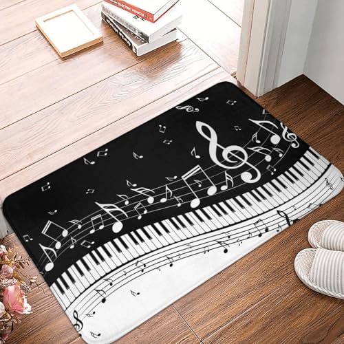 WKSGDSG Rutschfeste Flanell-Fußmatte, 60 x 40 cm, super saugfähiger Eingangsteppich, schwarz-weiß, Musiknoten-Fußmatten, rutschfest, dick, Willkommensmatte für Vorder- und Hintertür, Garage, Terrasse WKSGDSG Rutschfeste Flanell-Fußmatte, 60 x 40 cm, super saugfähiger Eingangsteppich, schwarz-weiß, Musiknoten-Fußmatten, rutschfest, dick, Willkommensmatte für Vorder- und Hintertür, Garage, Terrasse von WKSGDSG