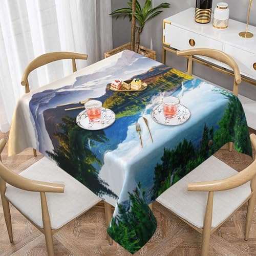 WKSGDSG Wasserdichte, quadratische Tischdecke, 152 x 152 cm, auslaufsicher und knitterfrei, dekorative Tischdecke für Esstisch, Küche, Party, Bergblick, sonniger Tag, Natur-Tischdecken für Esszimmer WKSGDSG Wasserdichte, quadratische Tischdecke, 152 x 152 cm, auslaufsicher und knitterfrei, dekorative Tischdecke für Esstisch, Küche, Party, Bergblick, sonniger Tag, Natur-Tischdecken für Esszimmer von WKSGDSG