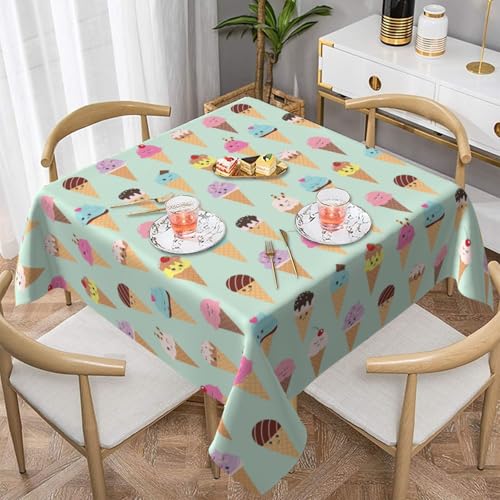WKSGDSG Wasserdichte, quadratische Tischdecke, 152 x 152 cm, auslaufsicher und knitterfrei, dekorative Tischdecke für Esstisch, Küche, Party, Eistüten, Tischdecken für Esszimmer WKSGDSG Wasserdichte, quadratische Tischdecke, 152 x 152 cm, auslaufsicher und knitterfrei, dekorative Tischdecke für Esstisch, Küche, Party, Eistüten, Tischdecken für Esszimmer von WKSGDSG