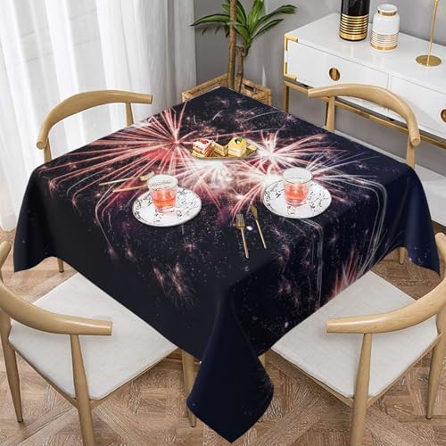 WKSGDSG Wasserdichte, quadratische Tischdecke, 152 x 152 cm, auslaufsicher und knitterfrei, dekorative Tischdecke für Esstisch, Küche, Party, Explosions-Feuerwerk-Tischdecken für Esszimmer WKSGDSG Wasserdichte, quadratische Tischdecke, 152 x 152 cm, auslaufsicher und knitterfrei, dekorative Tischdecke für Esstisch, Küche, Party, Explosions-Feuerwerk-Tischdecken für Esszimmer von WKSGDSG