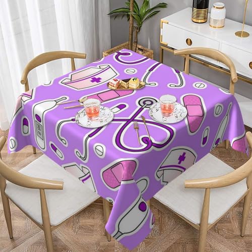 WKSGDSG Wasserdichte, quadratische Tischdecke, 152 x 152 cm, auslaufsicher und knitterfrei, dekorative Tischdecke für Esstisch, Küche, Party, Krankenschwestermuster, violette Tischdecken für Esszimmer WKSGDSG Wasserdichte, quadratische Tischdecke, 152 x 152 cm, auslaufsicher und knitterfrei, dekorative Tischdecke für Esstisch, Küche, Party, Krankenschwestermuster, violette Tischdecken für Esszimmer von WKSGDSG
