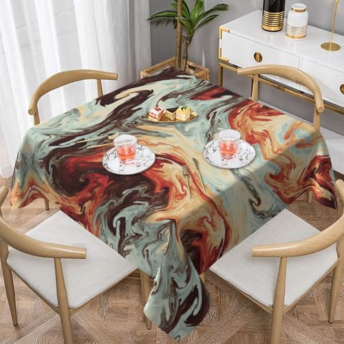 WKSGDSG Wasserdichte, quadratische Tischdecke, 152 x 152 cm, auslaufsicher und knitterfrei, dekorative Tischdecke für Esstisch, Küche, Party, Marmor-Tischdecken für Esszimmer, Braun von WKSGDSG