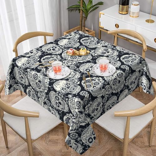 WKSGDSG Wasserdichte, quadratische Tischdecke, 152 x 152 cm, auslaufsicher und knitterfrei, dekorative Tischdecke für Esstisch, Küche, Party, floraler Totenkopf-Tischdecken für Esszimmer WKSGDSG Wasserdichte, quadratische Tischdecke, 152 x 152 cm, auslaufsicher und knitterfrei, dekorative Tischdecke für Esstisch, Küche, Party, floraler Totenkopf-Tischdecken für Esszimmer von WKSGDSG