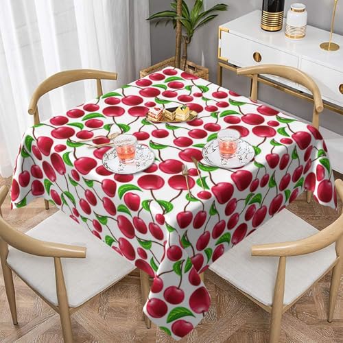 WKSGDSG Wasserdichte, quadratische Tischdecke, 152 x 152 cm, auslaufsicher und knitterfrei, dekorative Tischdecke für Esstisch, Küche, Party, rote Kirschen, Tischdecken für Esszimmer WKSGDSG Wasserdichte, quadratische Tischdecke, 152 x 152 cm, auslaufsicher und knitterfrei, dekorative Tischdecke für Esstisch, Küche, Party, rote Kirschen, Tischdecken für Esszimmer von WKSGDSG
