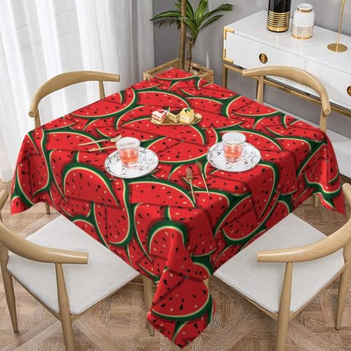 WKSGDSG Wasserdichte, quadratische Tischdecke, 152 x 152 cm, auslaufsicher und knitterfrei, dekorative Tischdecke für Esstisch, Küche, Party, rote Wassermelonen-Tischdecken für Esszimmer WKSGDSG Wasserdichte, quadratische Tischdecke, 152 x 152 cm, auslaufsicher und knitterfrei, dekorative Tischdecke für Esstisch, Küche, Party, rote Wassermelonen-Tischdecken für Esszimmer von WKSGDSG
