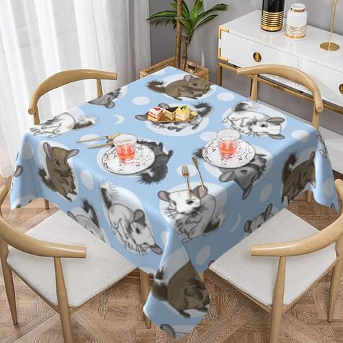 WKSGDSG Wasserdichte, quadratische Tischdecke, auslaufsicher und knitterfrei, dekorative Tischdecke für Esstisch, Küche, Party, blaue Chinchillas und Mond-Tischdecken für Esszimmer, 152 x 152 cm WKSGDSG Wasserdichte, quadratische Tischdecke, auslaufsicher und knitterfrei, dekorative Tischdecke für Esstisch, Küche, Party, blaue Chinchillas und Mond-Tischdecken für Esszimmer, 152 x 152 cm von WKSGDSG