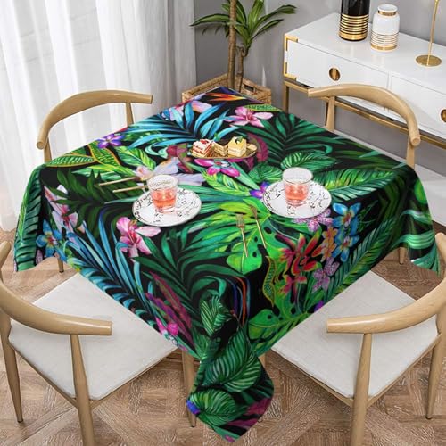 WKSGDSG Wasserdichte, quadratische Tischdecke, auslaufsicher und knitterfrei, dekorative Tischdecke für Esstisch, Küche, Party, bunte tropische Blätter, 152 x 152 cm, für Esszimmer WKSGDSG Wasserdichte, quadratische Tischdecke, auslaufsicher und knitterfrei, dekorative Tischdecke für Esstisch, Küche, Party, bunte tropische Blätter, 152 x 152 cm, für Esszimmer von WKSGDSG