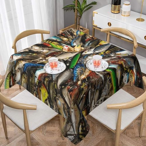 WKSGDSG Wasserdichte quadratische Tischdecke, 152 x 152 cm, auslaufsicher und knitterfrei, dekorative Tischdecke für Esstisch, Küche, Party, Angelköder-Tischdecken für Esszimmer von WKSGDSG