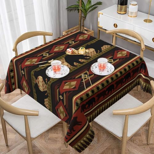 WKSGDSG Wasserdichte quadratische Tischdecke, 152 x 152 cm, auslaufsicher und knitterfrei, dekorative Tischdecke für Esstisch, Küche, Party, Bär-Tischdecken für Esszimmer von WKSGDSG