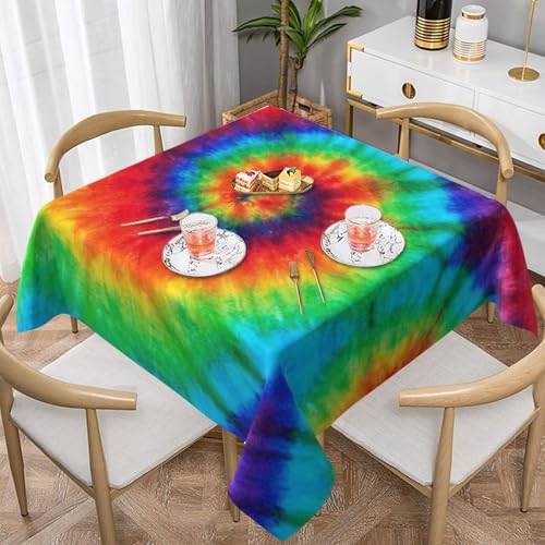 WKSGDSG Wasserdichte quadratische Tischdecke, 152 x 152 cm, auslaufsicher und knitterfrei, dekorative Tischdecke für Esstisch, Küche, Party, Batik-Tischdecken für Esszimmer WKSGDSG Wasserdichte quadratische Tischdecke, 152 x 152 cm, auslaufsicher und knitterfrei, dekorative Tischdecke für Esstisch, Küche, Party, Batik-Tischdecken für Esszimmer von WKSGDSG