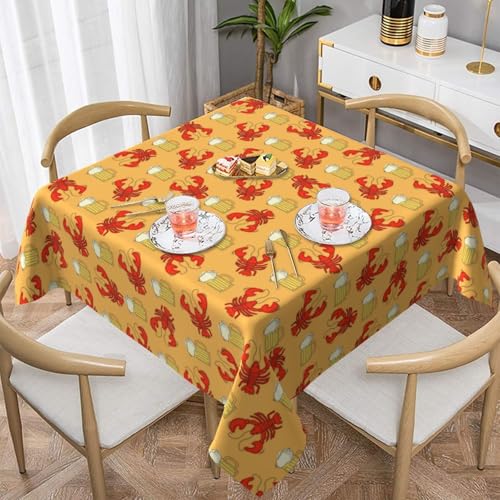 WKSGDSG Wasserdichte quadratische Tischdecke, 152 x 152 cm, auslaufsicher und knitterfrei, dekorative Tischdecke für Esstisch, Küche, Party, Bierkrebse, Tischdecken für Esszimmer von WKSGDSG