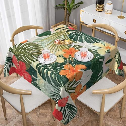 WKSGDSG Wasserdichte quadratische Tischdecke, 152 x 152 cm, auslaufsicher und knitterfrei, dekorative Tischdecke für Esstisch, Küche, Party, Blätter, Hibiskusblumen, Tischdecken für Esszimmer WKSGDSG Wasserdichte quadratische Tischdecke, 152 x 152 cm, auslaufsicher und knitterfrei, dekorative Tischdecke für Esstisch, Küche, Party, Blätter, Hibiskusblumen, Tischdecken für Esszimmer von WKSGDSG