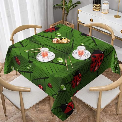 WKSGDSG Wasserdichte quadratische Tischdecke, 152 x 152 cm, auslaufsicher und knitterfrei, dekorative Tischdecke für Esstisch, Küche, Party, Blätter und Marienkäfer, Tischdecken für Esszimmer WKSGDSG Wasserdichte quadratische Tischdecke, 152 x 152 cm, auslaufsicher und knitterfrei, dekorative Tischdecke für Esstisch, Küche, Party, Blätter und Marienkäfer, Tischdecken für Esszimmer von WKSGDSG