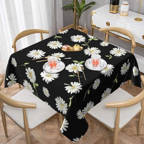WKSGDSG Wasserdichte quadratische Tischdecke, 152 x 152 cm, auslaufsicher und knitterfrei, dekorative Tischdecke für Esstisch, Küche, Party, Blumen-Tischdecken für Esszimmer von WKSGDSG