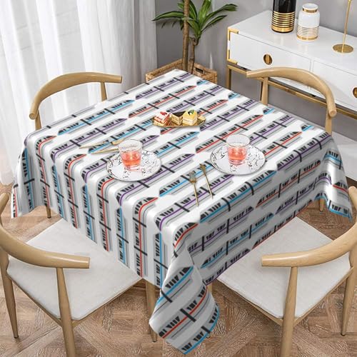 WKSGDSG Wasserdichte quadratische Tischdecke, 152 x 152 cm, auslaufsicher und knitterfrei, dekorative Tischdecke für Esstisch, Küche, Party, Einschienenbahn-Tischdecken für Esszimmer WKSGDSG Wasserdichte quadratische Tischdecke, 152 x 152 cm, auslaufsicher und knitterfrei, dekorative Tischdecke für Esstisch, Küche, Party, Einschienenbahn-Tischdecken für Esszimmer von WKSGDSG