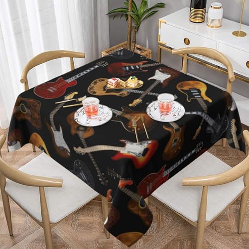 WKSGDSG Wasserdichte quadratische Tischdecke, 152 x 152 cm, auslaufsicher und knitterfrei, dekorative Tischdecke für Esstisch, Küche, Party, Gitarren Tischdecken für Esszimmer von WKSGDSG