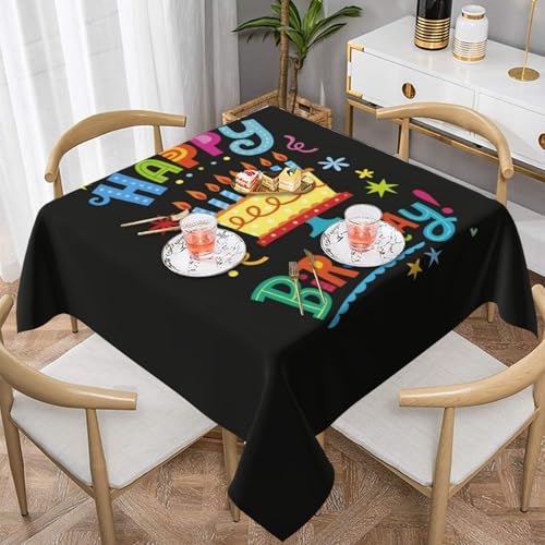 WKSGDSG Wasserdichte quadratische Tischdecke, 152 x 152 cm, auslaufsicher und knitterfrei, dekorative Tischdecke für Esstisch, Küche, Party, Happy Birthday, große Kuchen-Tischdecken für Esszimmer WKSGDSG Wasserdichte quadratische Tischdecke, 152 x 152 cm, auslaufsicher und knitterfrei, dekorative Tischdecke für Esstisch, Küche, Party, Happy Birthday, große Kuchen-Tischdecken für Esszimmer von WKSGDSG