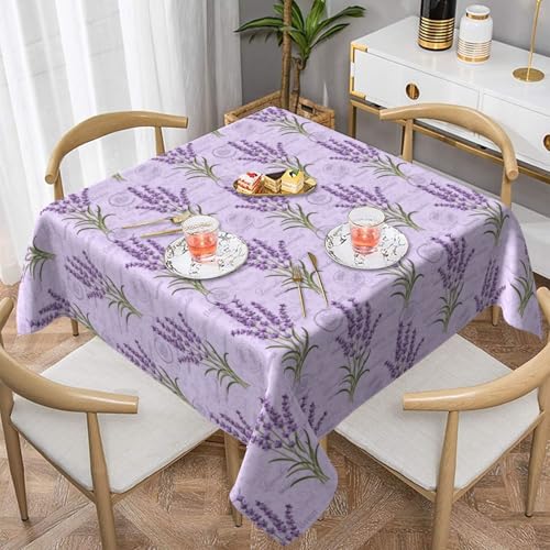 WKSGDSG Wasserdichte quadratische Tischdecke, 152 x 152 cm, auslaufsicher und knitterfrei, dekorative Tischdecke für Esstisch, Küche, Party, Lavendel-Stempel-Tischdecken für Esszimmer WKSGDSG Wasserdichte quadratische Tischdecke, 152 x 152 cm, auslaufsicher und knitterfrei, dekorative Tischdecke für Esstisch, Küche, Party, Lavendel-Stempel-Tischdecken für Esszimmer von WKSGDSG