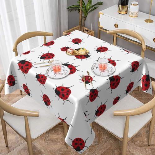 WKSGDSG Wasserdichte quadratische Tischdecke, 152 x 152 cm, auslaufsicher und knitterfrei, dekorative Tischdecke für Esstisch, Küche, Party, Marienkäfer-Tischdecken für Esszimmer WKSGDSG Wasserdichte quadratische Tischdecke, 152 x 152 cm, auslaufsicher und knitterfrei, dekorative Tischdecke für Esstisch, Küche, Party, Marienkäfer-Tischdecken für Esszimmer von WKSGDSG