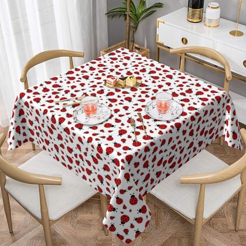 WKSGDSG Wasserdichte quadratische Tischdecke, 152 x 152 cm, auslaufsicher und knitterfrei, dekorative Tischdecke für Esstisch, Küche, Party, Marienkäfer-Tischdecken für Esszimmer WKSGDSG Wasserdichte quadratische Tischdecke, 152 x 152 cm, auslaufsicher und knitterfrei, dekorative Tischdecke für Esstisch, Küche, Party, Marienkäfer-Tischdecken für Esszimmer von WKSGDSG
