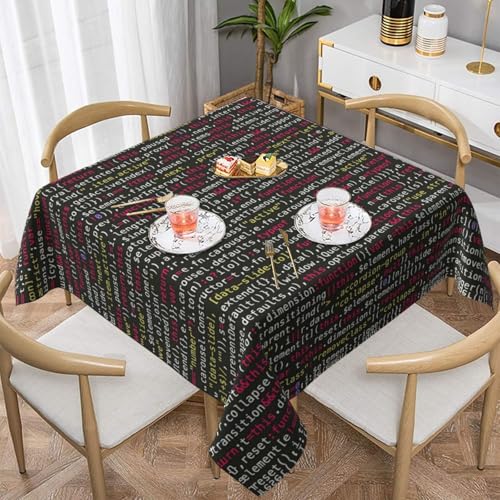 WKSGDSG Wasserdichte quadratische Tischdecke, 152 x 152 cm, auslaufsicher und knitterfrei, dekorative Tischdecke für Esstisch, Küche, Party, Programmiercode, Tischdecken für Esszimmer WKSGDSG Wasserdichte quadratische Tischdecke, 152 x 152 cm, auslaufsicher und knitterfrei, dekorative Tischdecke für Esstisch, Küche, Party, Programmiercode, Tischdecken für Esszimmer von WKSGDSG