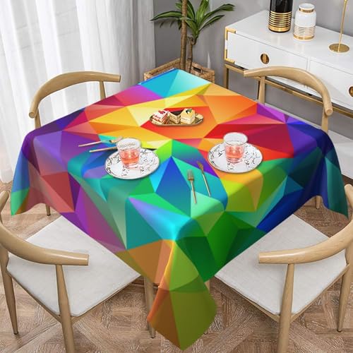 WKSGDSG Wasserdichte quadratische Tischdecke, 152 x 152 cm, auslaufsicher und knitterfrei, dekorative Tischdecke für Esstisch, Küche, Party, Regenbogen-geometrische Tischdecken für Esszimmer WKSGDSG Wasserdichte quadratische Tischdecke, 152 x 152 cm, auslaufsicher und knitterfrei, dekorative Tischdecke für Esstisch, Küche, Party, Regenbogen-geometrische Tischdecken für Esszimmer von WKSGDSG