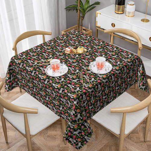 WKSGDSG Wasserdichte quadratische Tischdecke, 152 x 152 cm, auslaufsicher und knitterfrei, dekorative Tischdecke für Esstisch, Küche, Party, Schnauzer-Tischdecken für Esszimmer WKSGDSG Wasserdichte quadratische Tischdecke, 152 x 152 cm, auslaufsicher und knitterfrei, dekorative Tischdecke für Esstisch, Küche, Party, Schnauzer-Tischdecken für Esszimmer von WKSGDSG