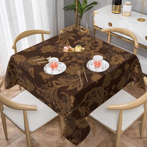 WKSGDSG Wasserdichte quadratische Tischdecke, 152 x 152 cm, auslaufsicher und knitterfrei, dekorative Tischdecke für Esstisch, Küche, Party, Set mit kunstvollen Blumen-Tischdecken für Esszimmer von WKSGDSG